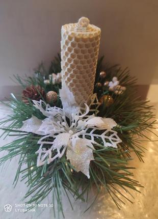 Свічка з новорічним декором