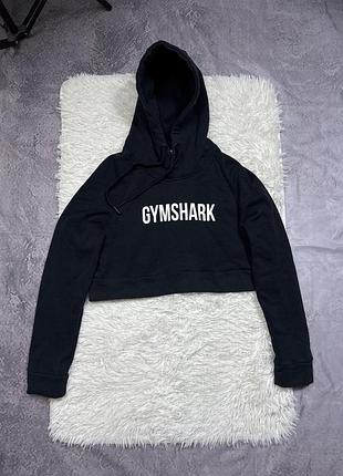 Чорний котоновий жіночий топік худі з капюшоном для залу, тренувань