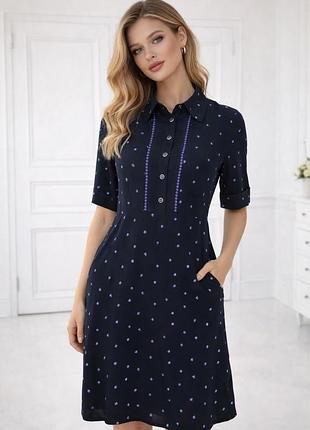 Плаття жіноче сукня принт зірок фіолетовий чорне коротке віскоза під шовк hobbs