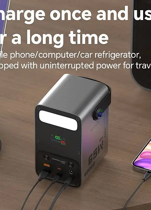 Портативная зарядная станция powerbank 60000 mah (pd 65w + 22.5w) с dc выходом + led фонарь
