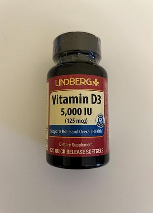 Вітамін d3, 125 мкг, 5000 мо, 120 капсул lindberg сша.