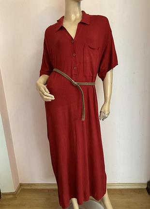 Макси платье трикотаж- прямой фасон- терракот-/ l/brend h&amp;m