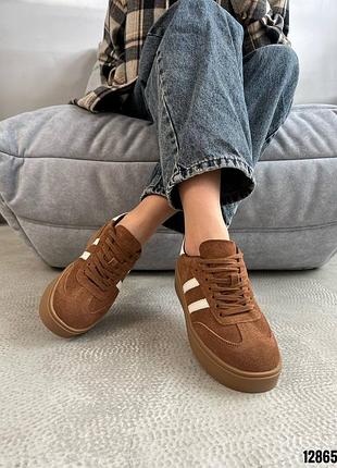 Кеди 12865, р.41, натуральна замша, карамель