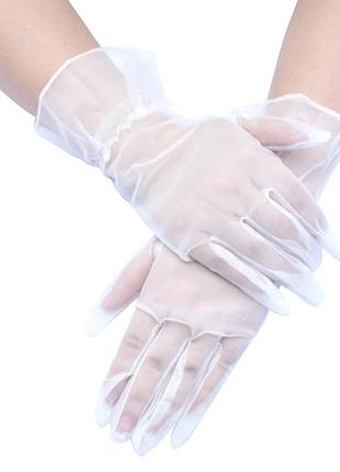 Кружевные перчатки s/m/l белые 30к011/1