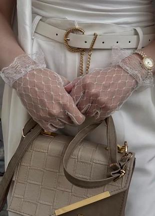 Перчатки сеточка перчатки короткие белые