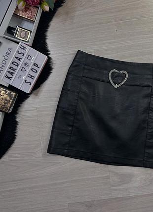 Спідниця з сердцем еко шкіра