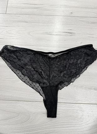 Трусики бразиліана ажурні танга чорні