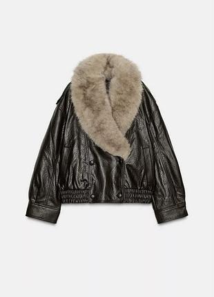 Коричнева куртка авіатор оверсайз