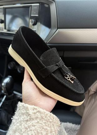 Лофери натуральна замша весна чорні