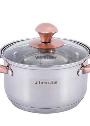 Кастрюля 5.0л с нерж. стали с крышкой 4934 тм kamille