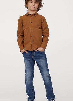 Джинсова сорочка з бавовняної тканини з довгим рукавом h&amp;m 11-12 років