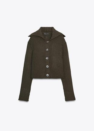 Жіночий вʼязаний кардиган жакет з відкладним коміром zara розмір с