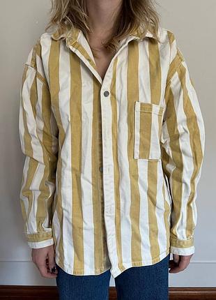 Джинсова сорочка в смужку zara