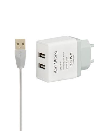 Адаптер сетевой micro cable koni strong k2 |2usb, 2.1a| 3