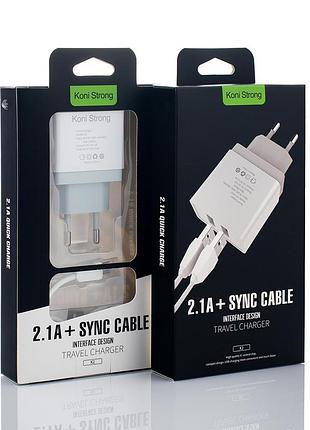 Адаптер сетевой micro cable koni strong k2 |2usb, 2.1a| 4