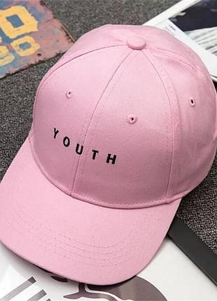 Кепка бейсболка логотип youth с изогнутым козырьком розовый, унисекс wuke one size