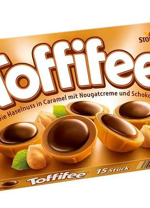 Конфеты шоколадно карамельные в коробке toffifee, 125 г, нижняя, конфеты шоколадные с целым фундуком 1313778295