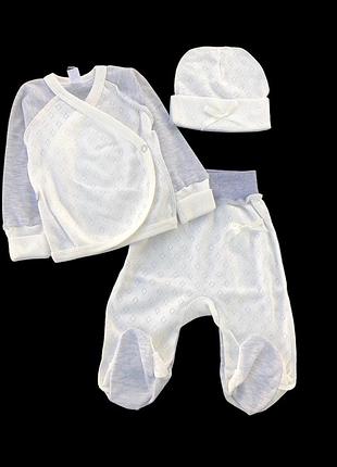 Комплект 3в1: льоля, шапочка, повзуни “ніжність”, рібана трансфер, інтерлок тм “sweet mario”