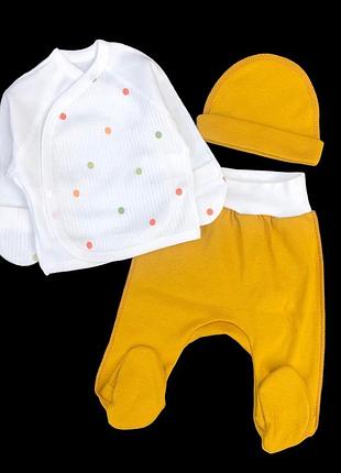 Комплект 3в1: льоля, повзунки, шапочка "принт", інтерлок тм “happy тот”