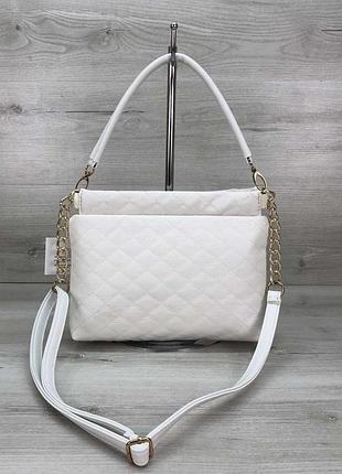Жіноча модна сумка на ланцюжку біла з екошкіри ava (україна)