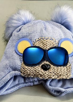 Шапочка зі снудом "ведмедик", вовна, акрил тм "ambra" (р. 48-50)