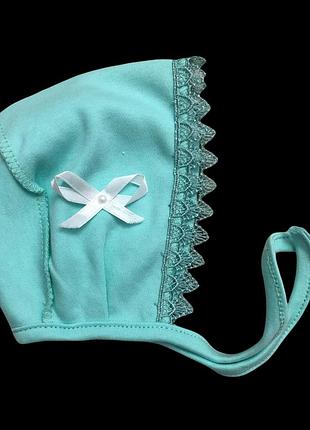 Шапочка із зав'язками, інтерлок "lari" (шапочки із зав'язками повсякденні)