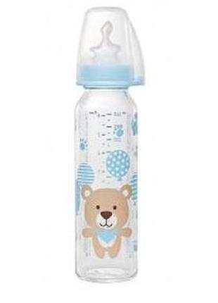 Пляшечка для годування антиколікова з силіконовою соскою 250 мл, nip