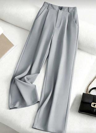 Однотонні повсякденні широкі штани брюки прямі палаццо з високою посадкою