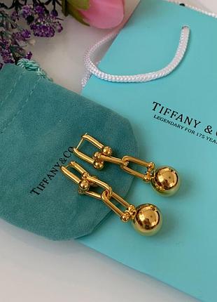 Серьги цепи тиффани tiffany с шариком