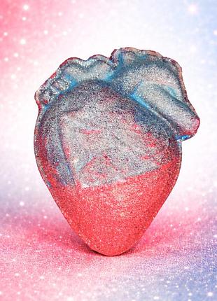 Бомбочка для ванни "анатомічне серце" зd з перламутром та шиммером,аромат виноград 120г