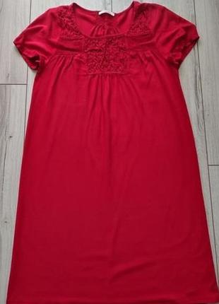 Червоне літнє плаття з віскози прямого крою 2