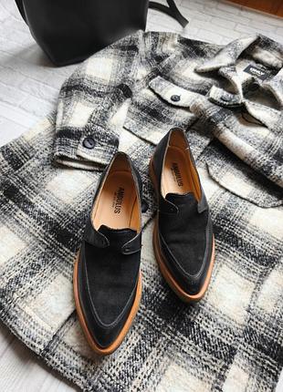 Туфли лоферы кожаные