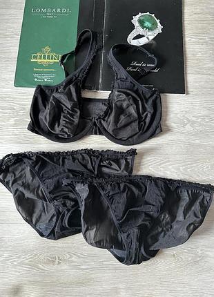 Чёрный комплект белья 3 единицы