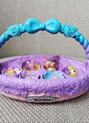 Hatchimals корзина фигурок зайчики colleggtibles family spring