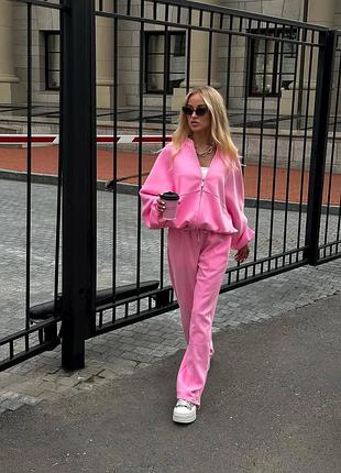 Базовий жіночий костюм оверсайз, розмір 42-46, колір червоний, меланж, чорний, темно-синій, барбі, шоколад