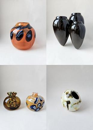 Лксф. вази. гутне скло, кольорове скло. кераміка, авторська робота