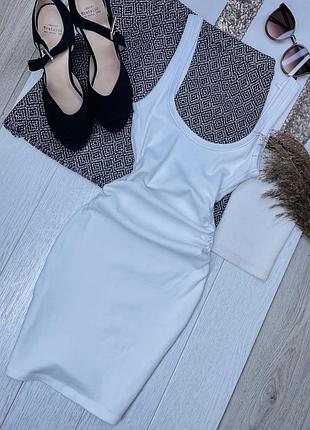 Біла коротка сукня zara s бавовняне плаття в рубчик коротка сукня зара