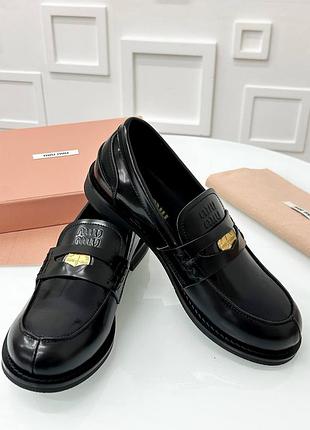 Лоферы в стиле miu miu, люкс, кожаные