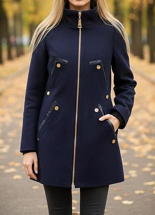 Пальто женское темно-синее демисезонное