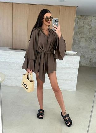 Стильна сукня на літо / вільна сукня мокко плаття