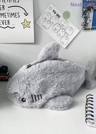 Пенал косметичка акула мʼякий органайзер для канцтоварів або косметики