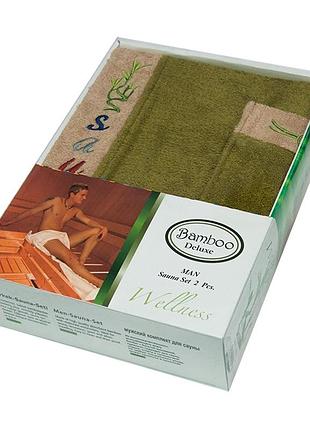 Набор для сауны gursan bamboo мужской, 2 предмета, бамбук зеленый, 4097