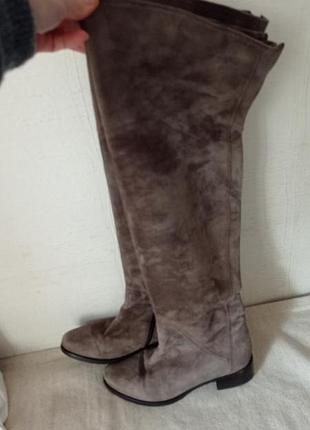 Итальянские замшевые сапоги-ботфорты vera cuoio на подошве vibram, р. 37