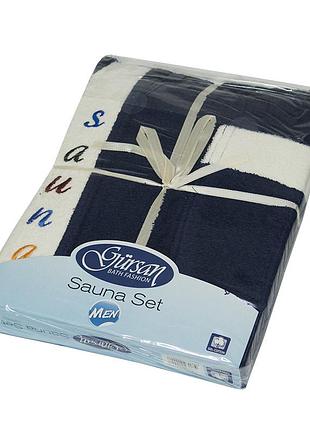 Набор для сауны gursan cotton мужской, 3 предмета, 100% хлопок, темный, 4100