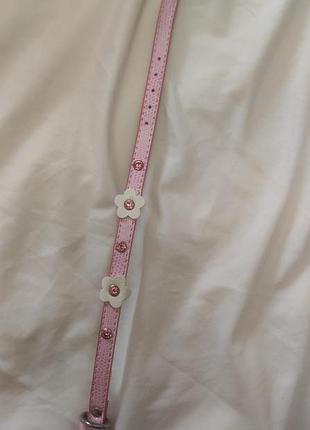 Нашийник рожевий з камінцями в квіти для собаки або кота