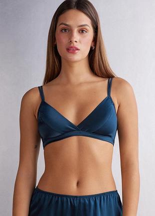 Бюстгальтер бралет натуральний шовк від елітного бренду intimissimi emma - triangle bra - royal blue 💙💛