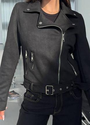 Замшевая куртка косуха с подкладкой