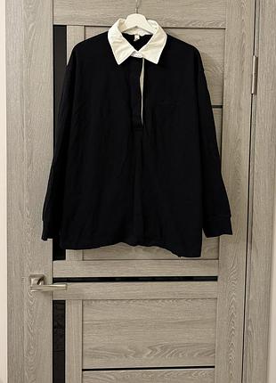 Котоновий светр з імітацією сорочки великого розміру толстовка світшот