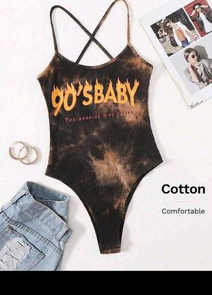 Боді з принтом 90's baby shein