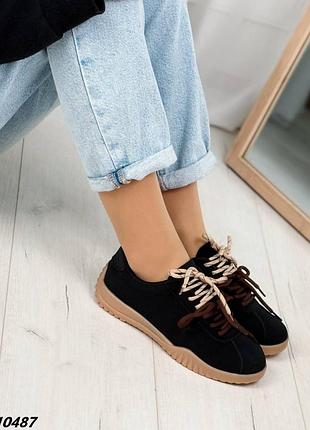 Кросівки жіночі екозамша чорні 10487